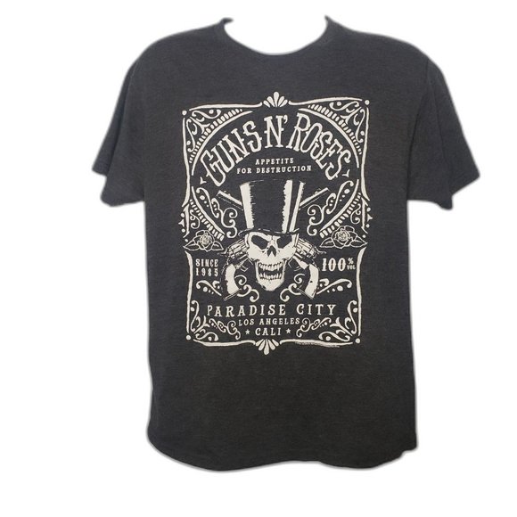Bravado Tops - GUNS & ROSES Charcoal Black T Shirt Size Large